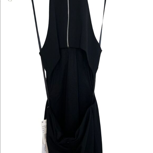 Aqua Black Exposed Back Halter Neck Evening Gown Dress - Picture 7 of 12